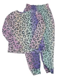 Barevné vzorované chlupaté pyžamo 