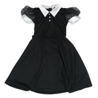 Kostým - Černo-bílé halloweenské šaty s pavučinami