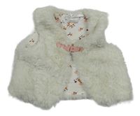 Smetanová kožešinová podšitá vesta 