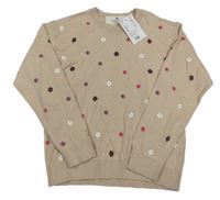 Nové - Béžový svetr s kytičkami H&M