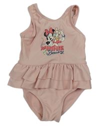 Světlerůžové jednodílné plavky s volánky a Minnií Disney