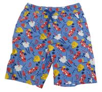 Modré plátěné kraťasy s auty Lupilu 