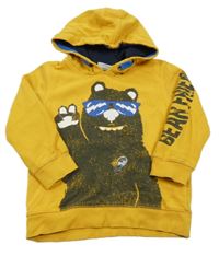 Okrová mikina s medvídkem a kapucí Topolino