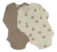 Nové - Béžové žebrované + smetanové body s jablíčky Lupilu