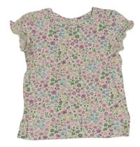 Smetanové tričko s kytičkami C&A