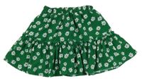 Zelená kytičkovaná sukně s volánkem Shein 