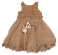 2set - Starorůžové tylové šaty + čelenka Next