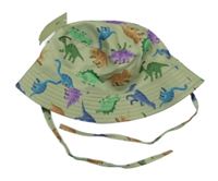 Nové - Khaki šusťákový klobouk s dinosaury 