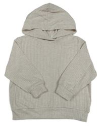 Béžový žebrovaný oversize svetr s kapucí H&M