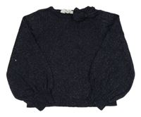 Tmavomodrý třpytivý svetr s mašlí H&M