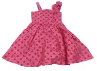 Růžové puntíkaté slavnostní šaty s volánky Bluezoo