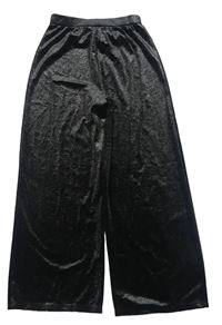 Černo-stříbrné wide leg sametové kalhoty Nutmeg