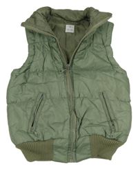 Khaki prošívaná šusťáková zateplená vesta New Look