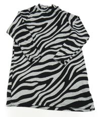 Černo-bílo/světlešedé vzorované úpletové šaty Peacocks