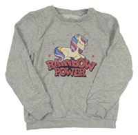 Šedá melírovaná mikina s jednorožcem zn. C&A