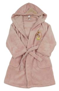 Světlerůžový plyšový župan s Belle a kapucí C&A