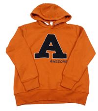 Tmavooranžová mikina s písmenkem a kapucí YIGGA