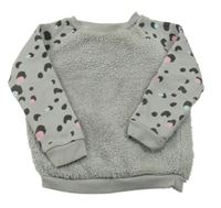 Šedá huňato/tepláková mikina se vzorovanými rukávy so cute
