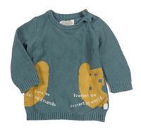 Břidlicový svetr se zvířátky a nápisy F&F