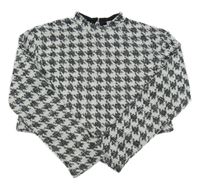 Černo-bílý vzorovaný úpletový crop svetr se třpytkami PRIMARK
