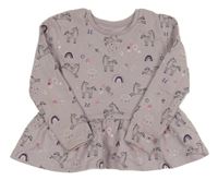 Světlefialová tepláková tunika s jednorožci a duhami George