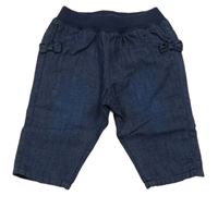 Tmavomodré podšité rifle s mašlemi a úpletovým pasem absorba