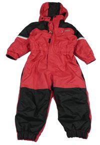 Červeno-černá šusťáková zimní funkční kombinéza s odepínací kapucí NORTH BROOK