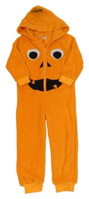 Kostým - Oranžová plyšová kombinéza s kapucí - dýně