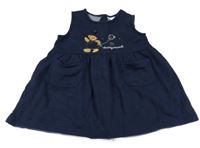 Tmavomodré teplákové šaty s medvídkem Doddipetto