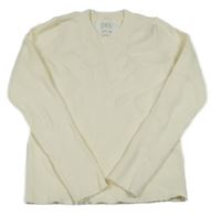 Smetanový žebrovaný úpletový crop svetr ZARA