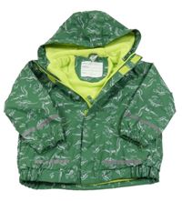 Tmavozelená nepromokavá jarní bunda s dinosaury a kapucí Kiki&Koko