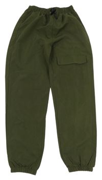 Khaki cuff šusťákové kalhoty s mašlí SHEIN