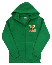 Tmavozelená propínací teplá mikina s potiskem a kapucí JAKO