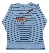 Modro-tmavomodré pruhované triko s hasiči Topolino