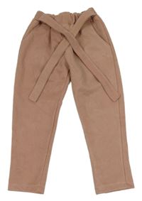 Starorůžové crop kalhoty se zavazováním