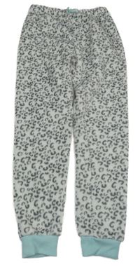 Bílo-tmavošedo-světlemodré vzorované plyšové pyžamové kalhoty alive