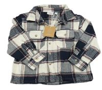 Nové - bílo-tmavomodro-vínová kostkovaná flanelová košile name it.