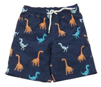 Tmavomodré plážové kraťasy s dinosaury C&A