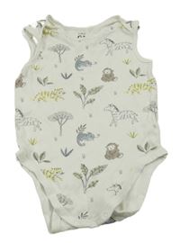 Bílé body se zvířátky a stromečky C&A