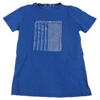 Safírové tričko s potiskem a logem ANTONY MORATO