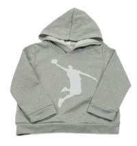 Šedá melírovaná sportovní mikina se sportovcem a kapucí SHEIN