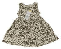 Nové - světlebéžovo-hnědo-tmavohnědé vzorované šaty F&F