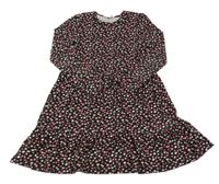 Černé kytičkované šaty PRIMARK