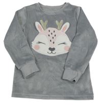 Šedá plyšová pyžamová mikina se zvířátkem