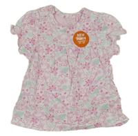 Nové - bílé šaty se sloníky a lístečky a všitým body Liegelind