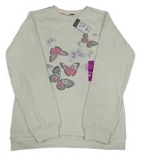 Nové - smetanová mikina s motýlky PRIMARK