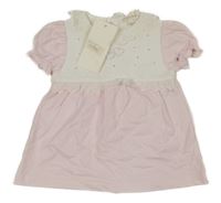Nové - světlerůžovovo-blé šaty s kamínky a volánky MINTINI BABY