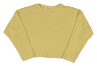 Žlutá žebrovaná úpletová oversize crop mikina H&M