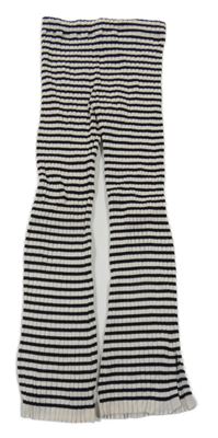 Smetanovo-černé pruhované žebrované flare kalhoty H&M