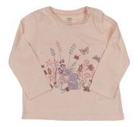 Růžové triko s kytičkami a králíčkem F&F